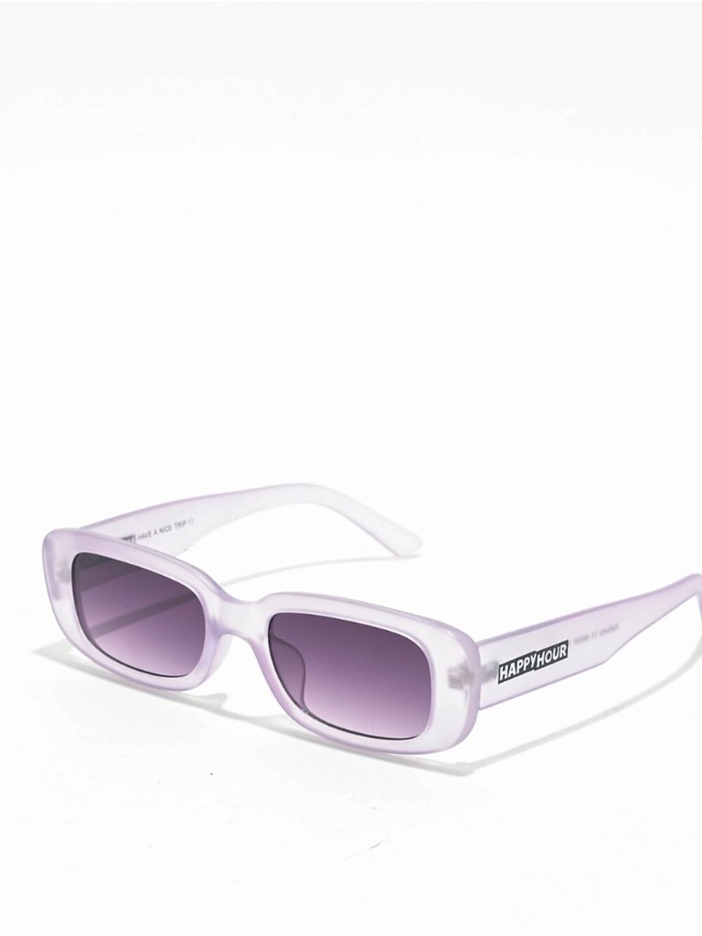 Happy Hour Oxford Lavender Silk Rectangle Sunglasses Frosted Purple UV400 NWT